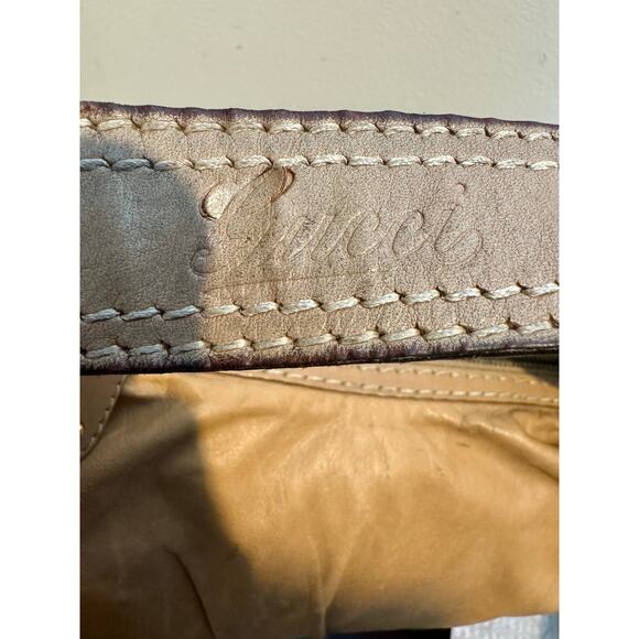Vintage Gucci Tan Leather Hobo Shoulder Bag Gold Hardware Made in Italy - Picture 13 of 15